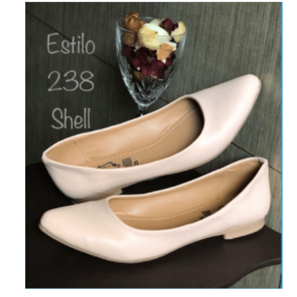Shoes Style Flat for Lady in Shell Color